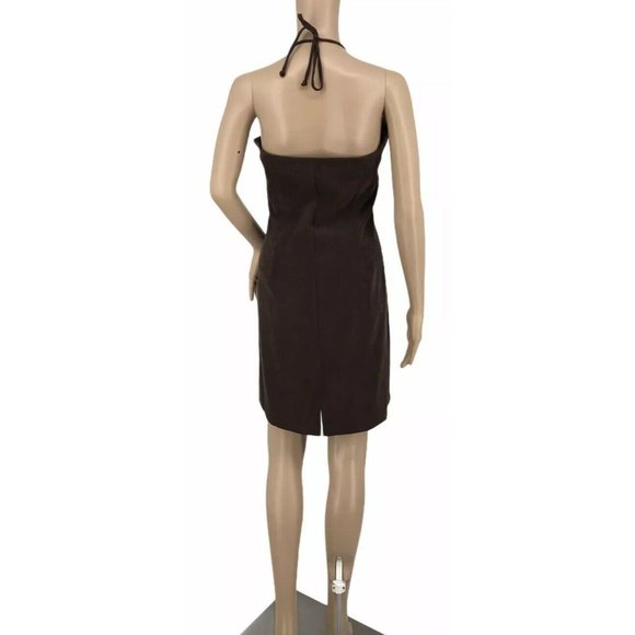 Alyn Paige New York Halter Dress 13/14 Brown  Keyhole Front Mini Sleeveless - Picture 4 of 6